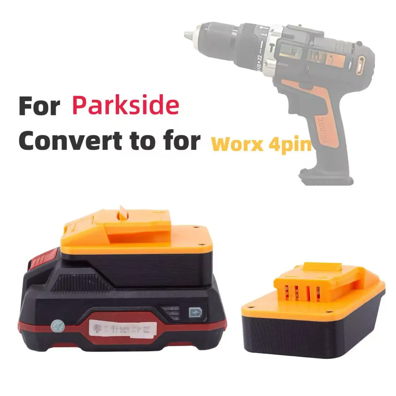 Converter Adapter for Parkside 20V Li-ion Battery to For WORX 4PIN 20V Power Tool (Without Battery and Tools)