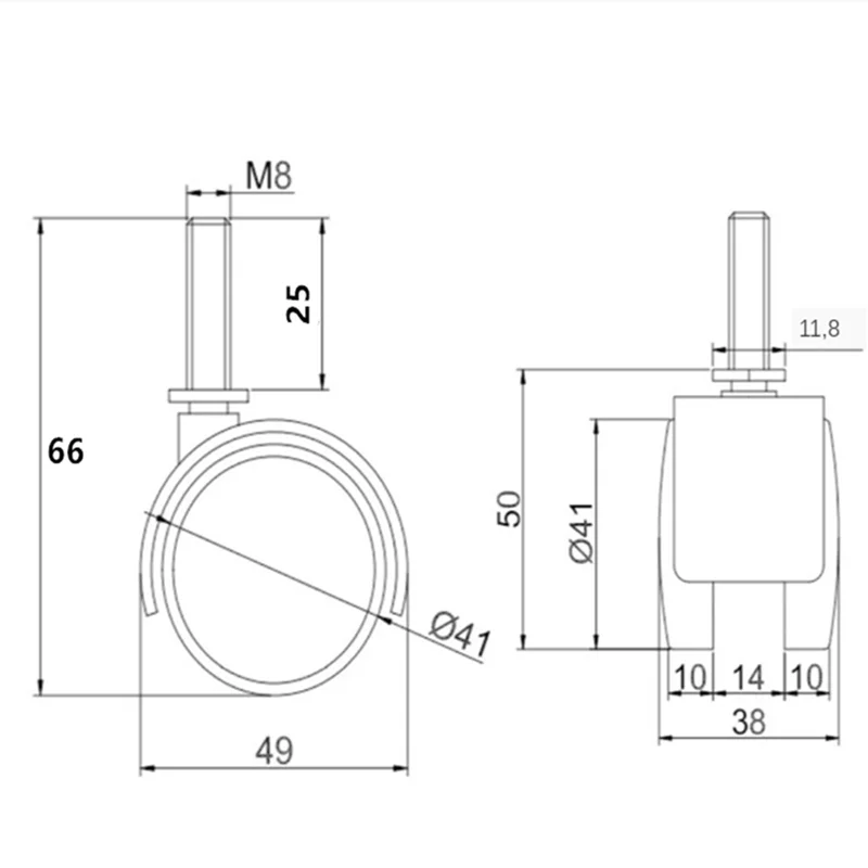 4 Pcs/Lot 1.5-inch Screw Thread M8 Large Shift 25mm Wheel Mobile Cabinet Furniture Universal Home Manufacturer Direct Sales