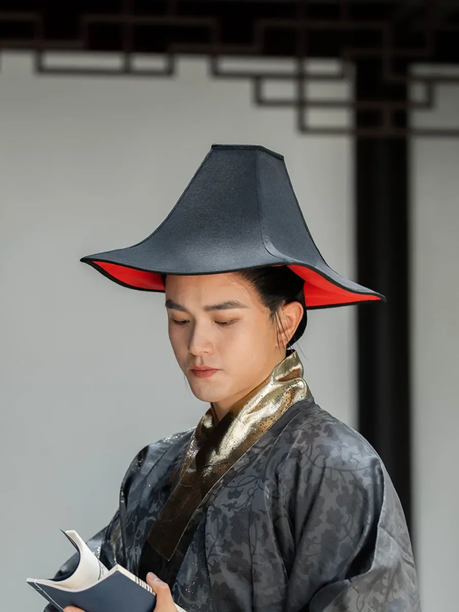 Czarny bawełniany lniany kwadratowy kapelusz dla mężczyzn dynastia Ming nakrycia głowy Hanfu akcesoria Cosplay Vintage czapki wojownika karnawałowe