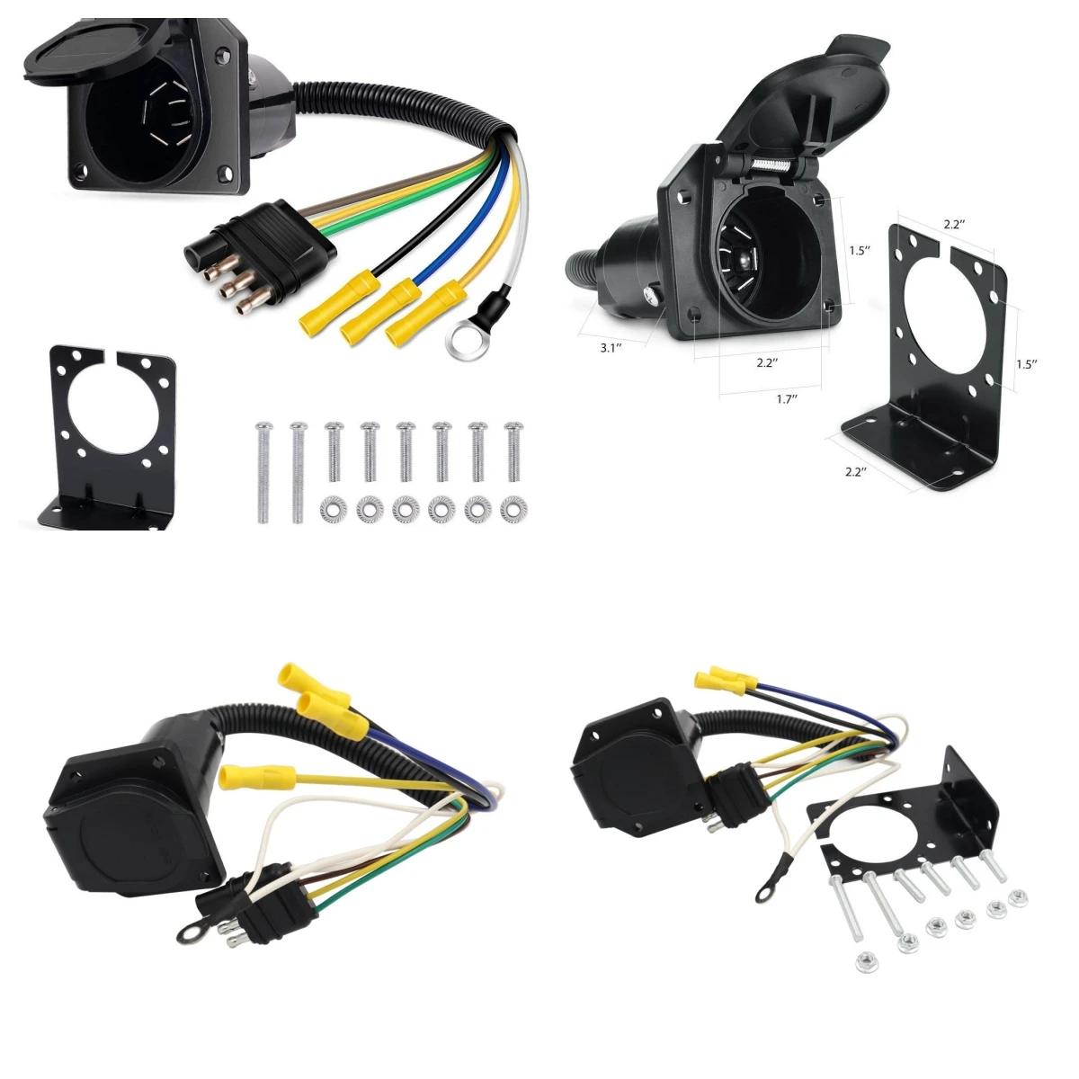 

4 Way Pin to 7 Way RV Blade 4 Way Flat Female Trailer Towing Connector Adapter Truck Wiring Light Harness Plug Socket