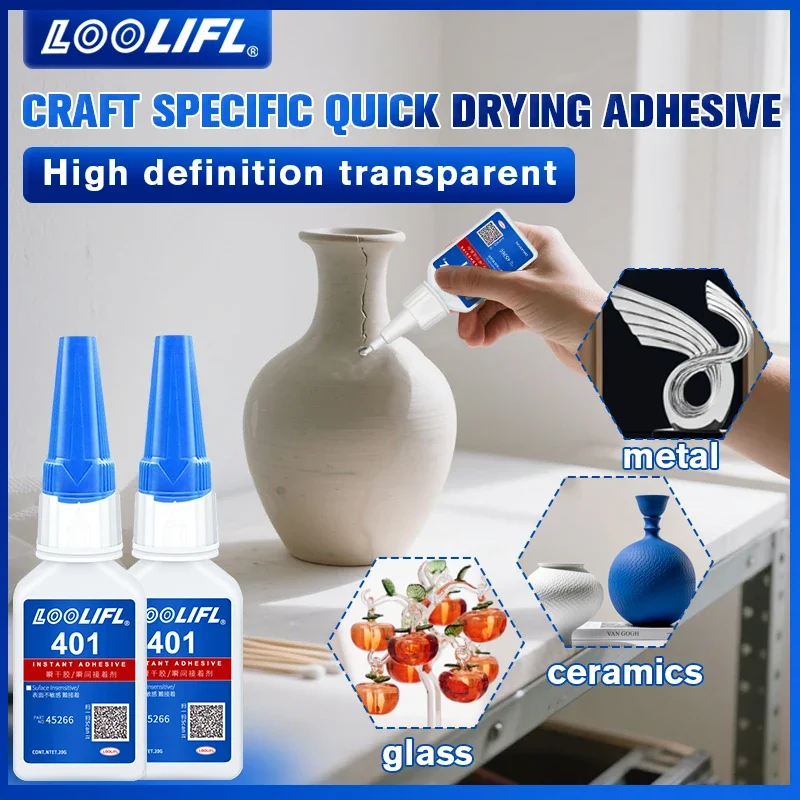 Super Glue 401 Adhesivo Cianoacrilato Adhesivo Instantáneo Artesanía y Bricolaje Adhesivo Universal Para Cristal Metal Plástico Cuero Goma Madera