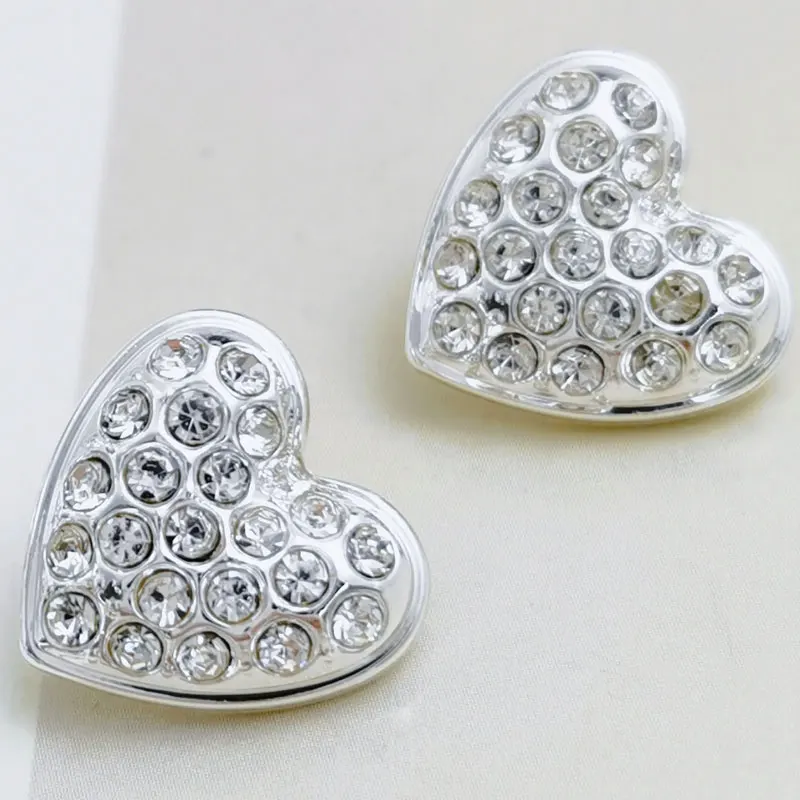 Herzförmige Strassknöpfe Gold Silber Hoher Schaft 6 Stück Bling Shabby Chic Nähen Handwerk für Bluse Kleid Hemd 15,3 mm Neu – Detail 5