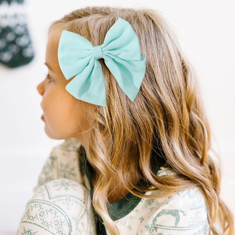 10 Uds. De lazos para el cabello con Clip de algodón de Color aleatorio para niñas, diadema hecha a mano, pasadores de horquilla, accesorios para el cabello para niños