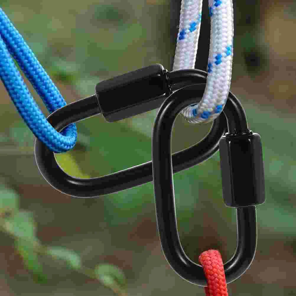4 Pcs Carabiner Rope Quick Link Connector Links Safety Chain Trailer Lifting Hooks Connectors Stainless Steel