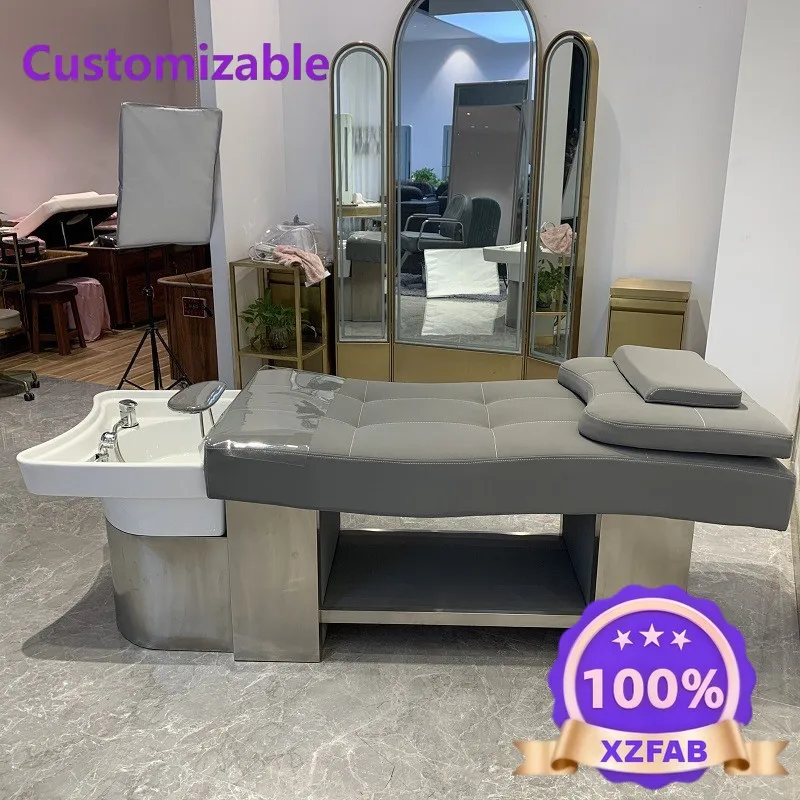 Factory Direct 2026 Stainless steel shampoo bed, barbershop, hair salon, special ear picking and head treatment bed, beauty