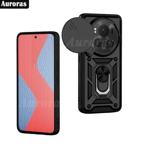 Auroras casing Honor Magic 6 Pro, cincin jari jendela lensa geser tahan guncangan cangkang TPU Untuk Honor Magic 7 6 Pro Cover Fundas