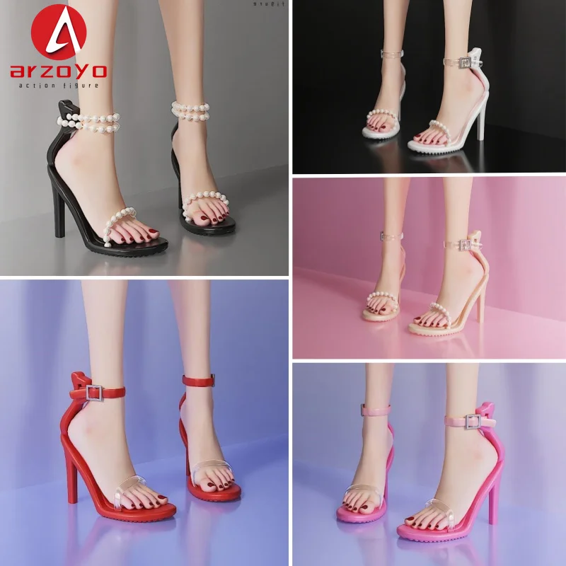 Maßstab 1:6, dünner Absatz, hochhackige Schuhe mit Einzelriemen, Zubehörmodell, passend für 12'' Bjd, Soldatin, Actionfigur, Körperpuppen