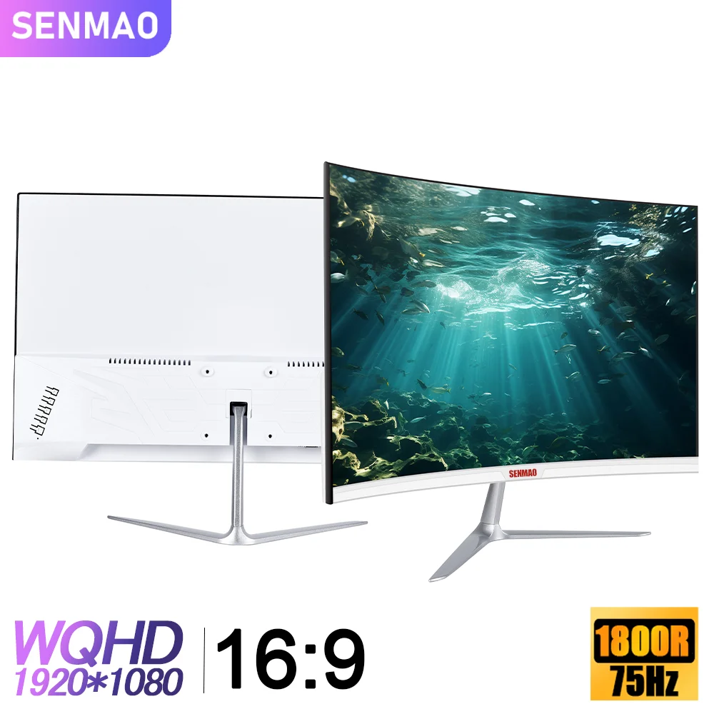 

SENMAO 24 Inch Pc Gamer Monitor 75Hz MVA Lcd Display HD Desktop Gaming Computer Screen HDMI 1800R Curved Desktop Screen