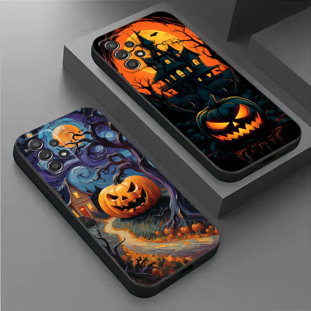 Halloween Pumpkin Case For Samsung Galaxy A17 A27 A57 A37 5G A07 A55 A54 A34 A35 A25 A15 A56 A36 A26 A16 A06 Silicone Back Cover