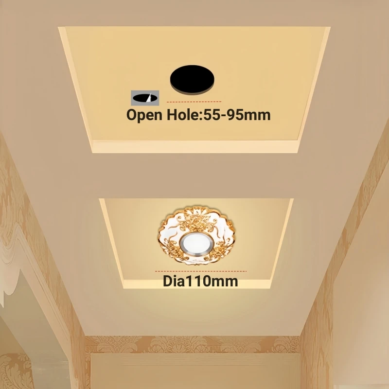 European Retro Gold Garland LED Ceiling Lamp 3W/7W/10W Recessed Luxury Resin Downlights Corridor Bedroom Kitchen Decor Spotlight