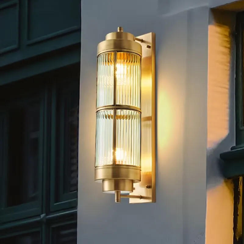 All copper courtyard wall lamps suitable for villas, waterproof and rust proof wall mounted lamps, and corridor wall lamps