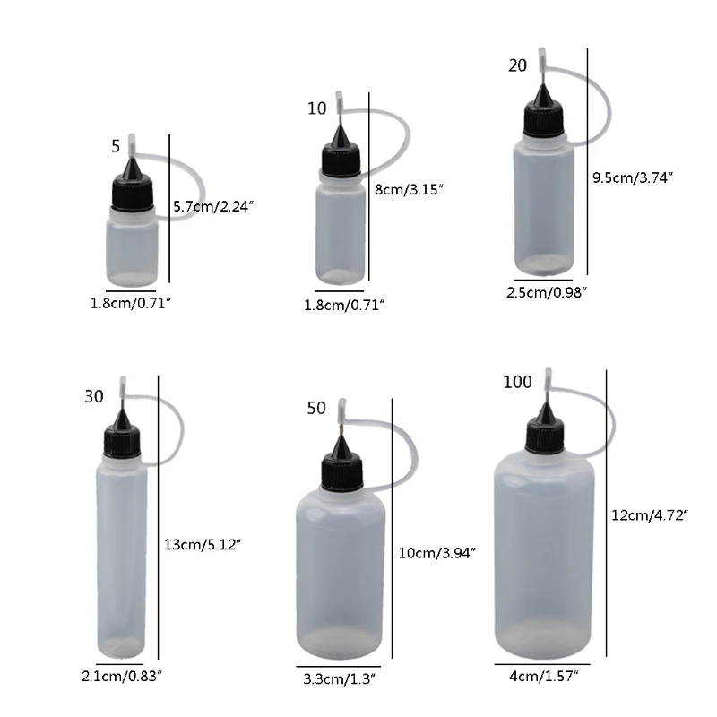 ZB91 Bóp Bình Có Vòi Phun Đầu Kim Chai Tự Làm Giấy Nghệ Thuật Dụng Cụ Làm Thành Ống Chính Xác Chai Kim Bình Applicator