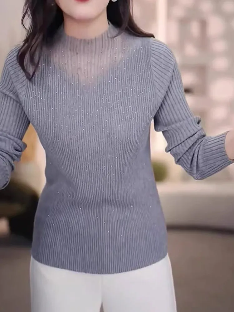 

Удобный вязаный топ Long Sve с ромбовидным дизайном, ажурный базовый слой Lazy Sle, корейский трикотаж прямого кроя...