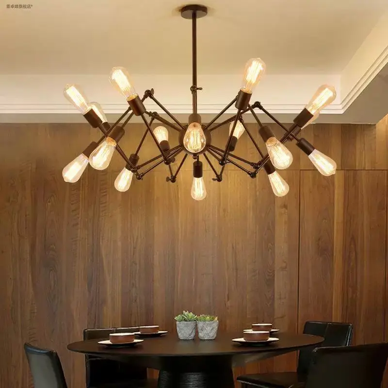 

Industrial wind vintage chandeliers bars clothing living rooms Nordic creative personality iron Chandelier