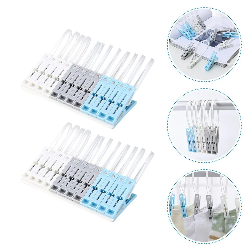 

24pcs Plastic Clothespins Non Slip Windproof Clips for Underwear Socks Towel Quilt Home Pegs Fixing Clothing Strong