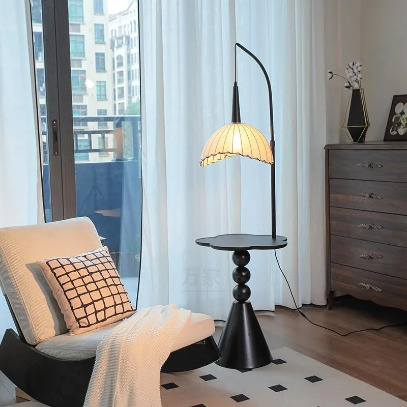 

French Vintage Floor Lamp with Side Table Mid-Century for Living Room Bedside Sofa Lighting Room Decoration Light Floor Lamp LED