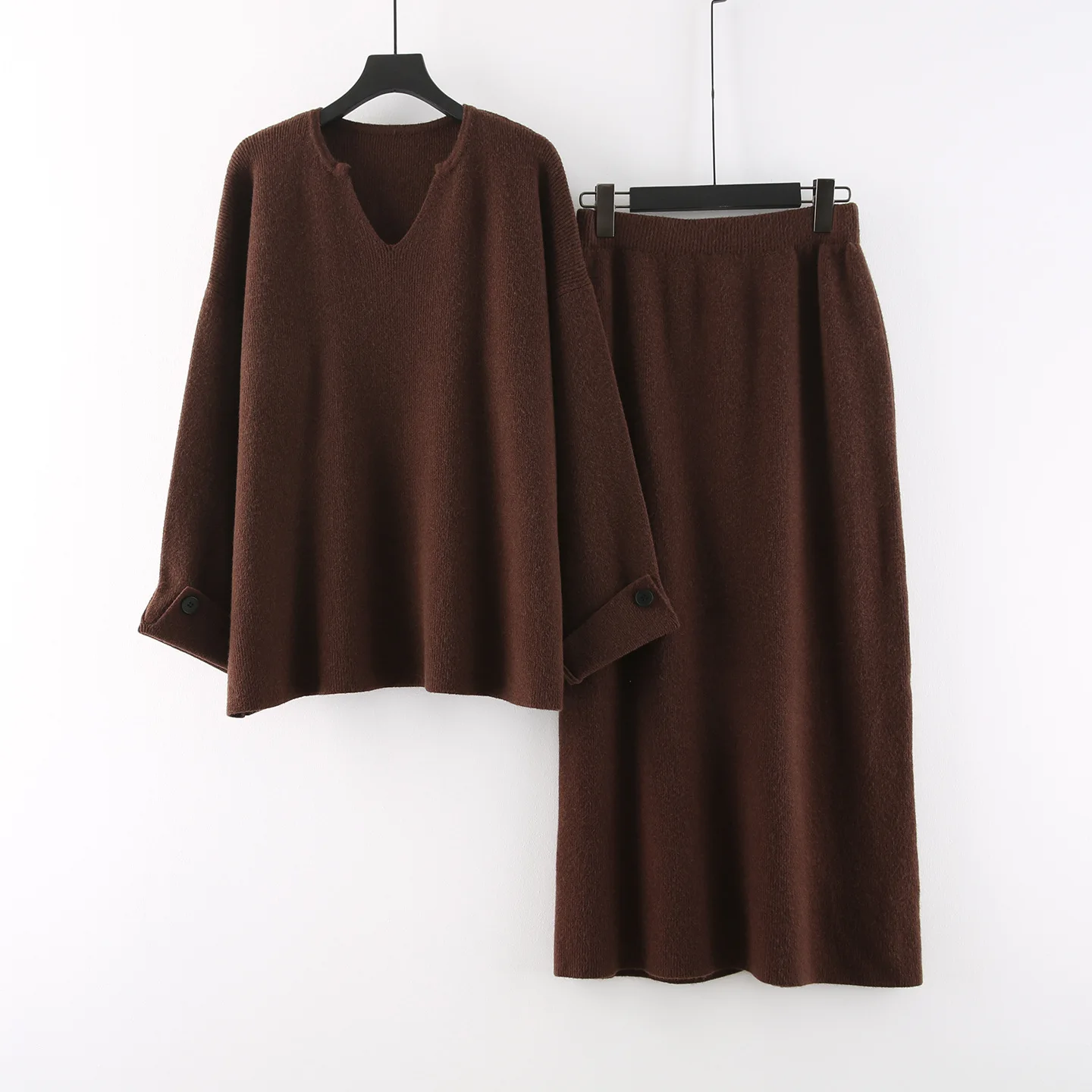 Greenora Minimalist Knit Sweater and Skirt Set Women Autumn Soft Cozy Matching Two Piece Outfit Korean Chic Versatile Casual Fas