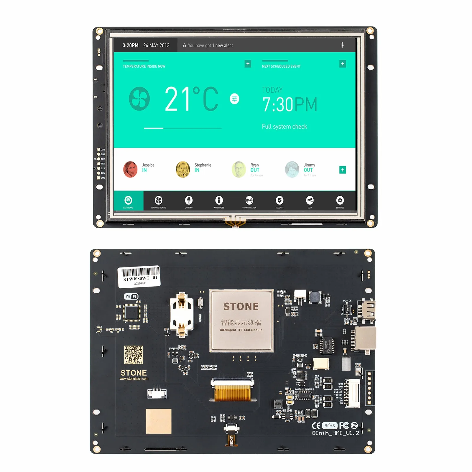 SCBRHMI 8.0 Industry Type HMI Smart UART Serial Touch TFT LCD Module Display Panel for Arduino ESP32 ESP8266