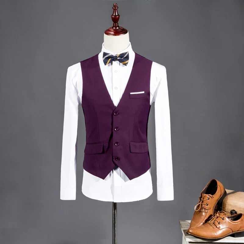 

2024 Purple Mens Vest Fashion Smart Business Slim Fit Custom Wedding Waistcoat Prom Party Dinner Suit Vests For Men High Quality