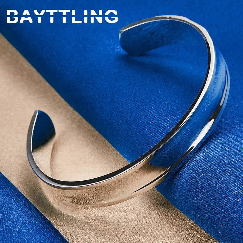

925 Sterling Silver 12MM Smooth Bangle Bracelet For Men Women Fashion Charm Gifts Wedding Party Accessories Jewelry
