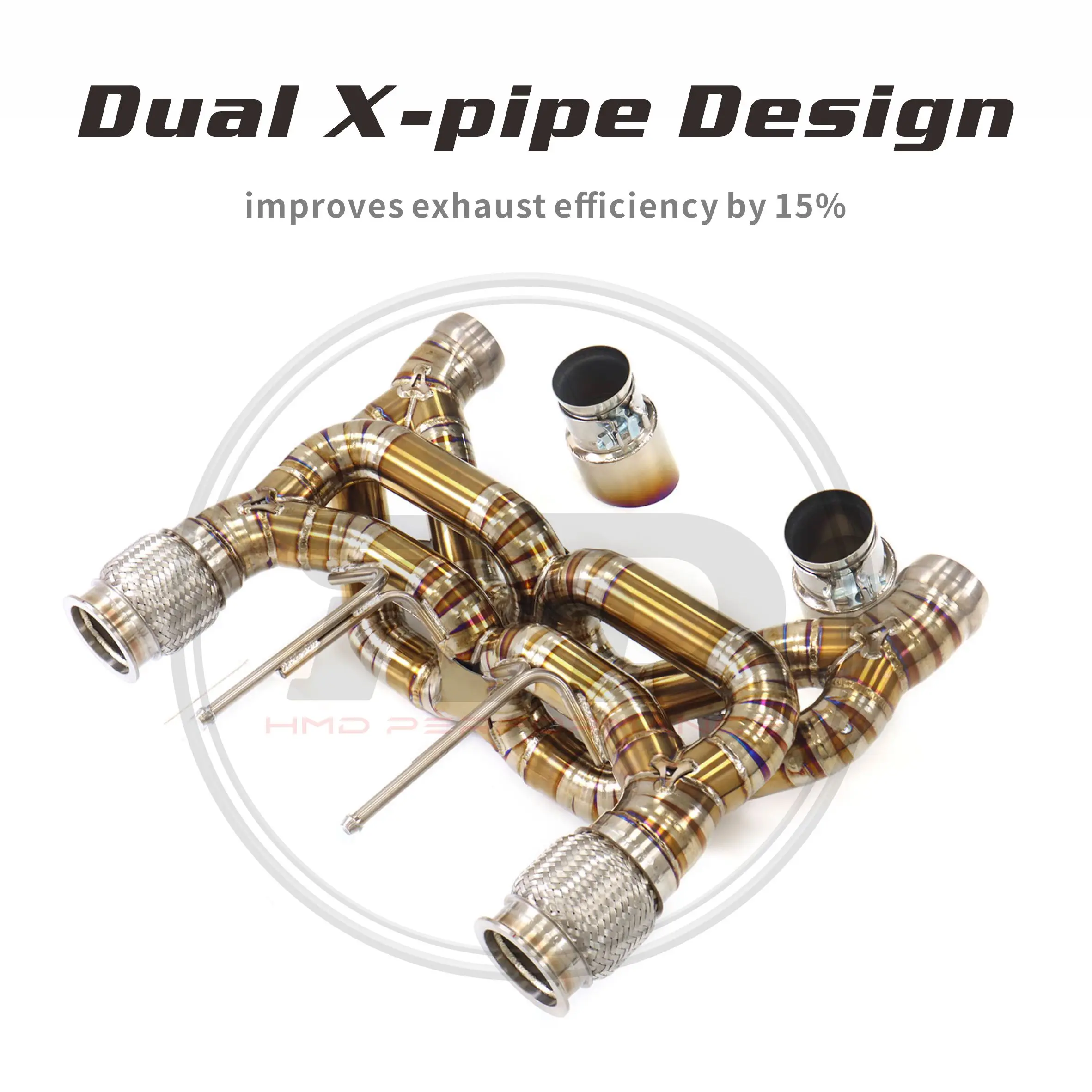 

HMD for McLaren 720S Ti Catback Exhaust system High quality Direct bolt installation Tips Dual X-tube design