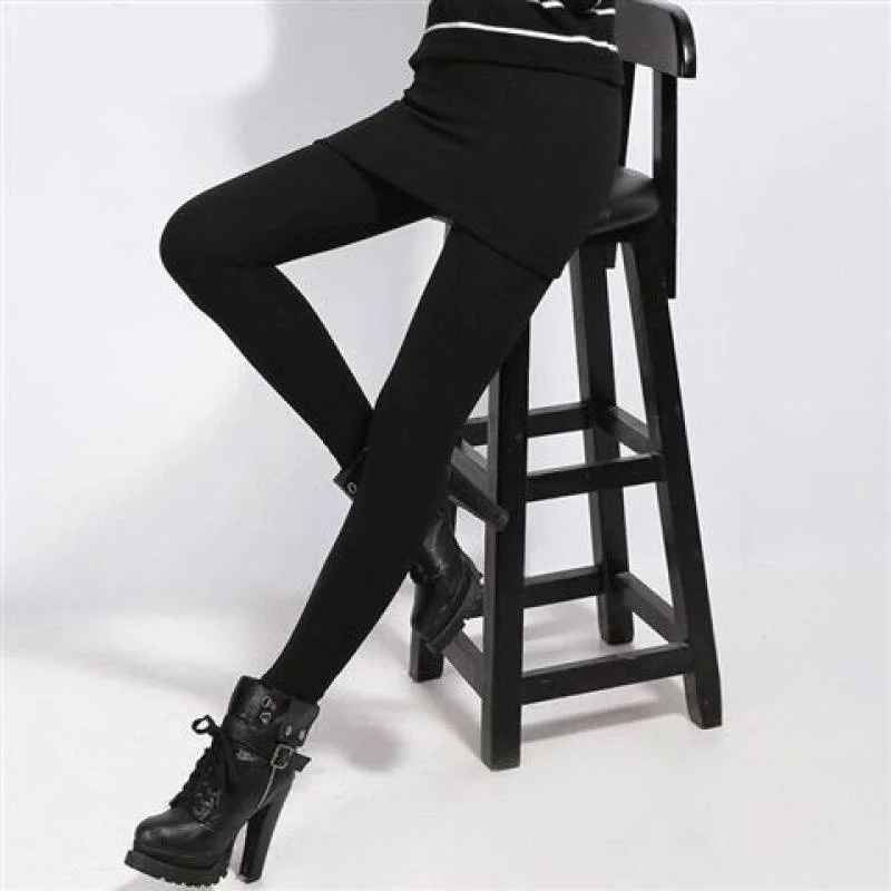 Women winter velvet added  leggings warm fake skirt fleece legging pants