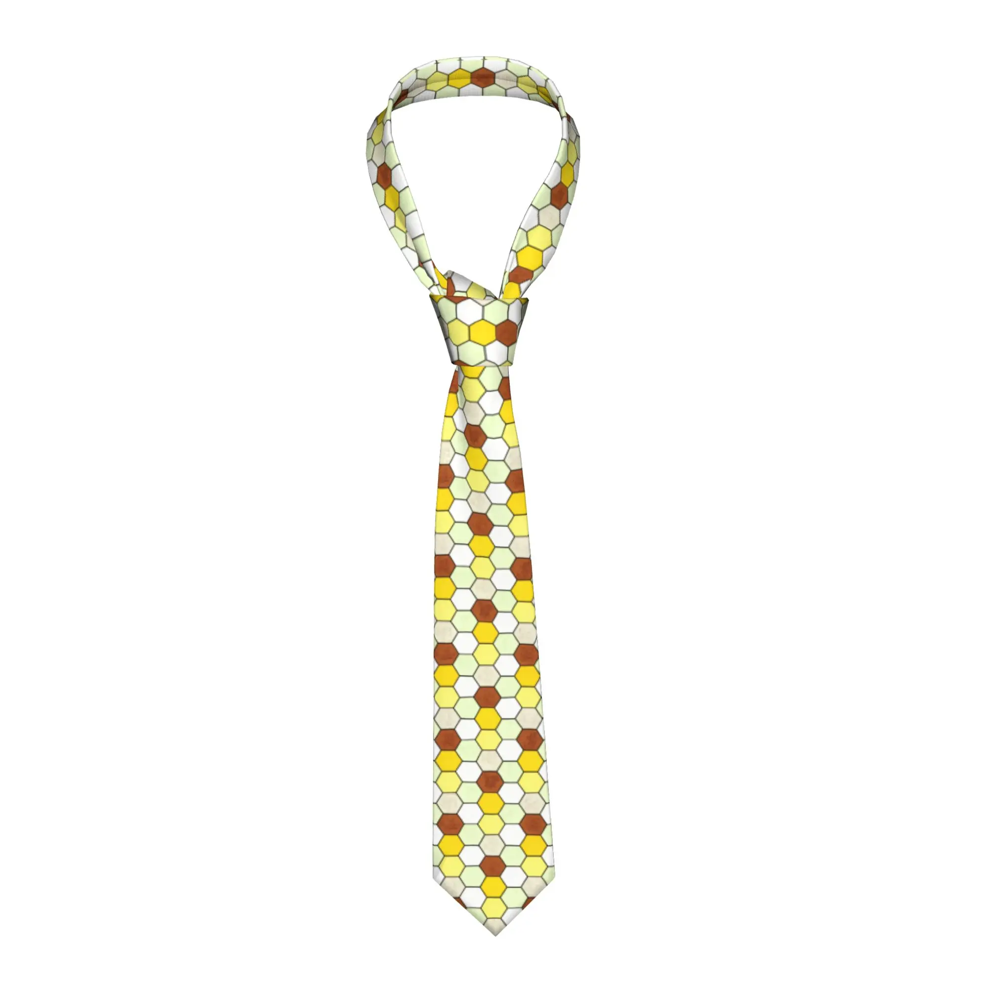 gravata-masculina-classica-de-seda-com-estampa-geometrica-hexagonal-em-colmeia-para-casamento