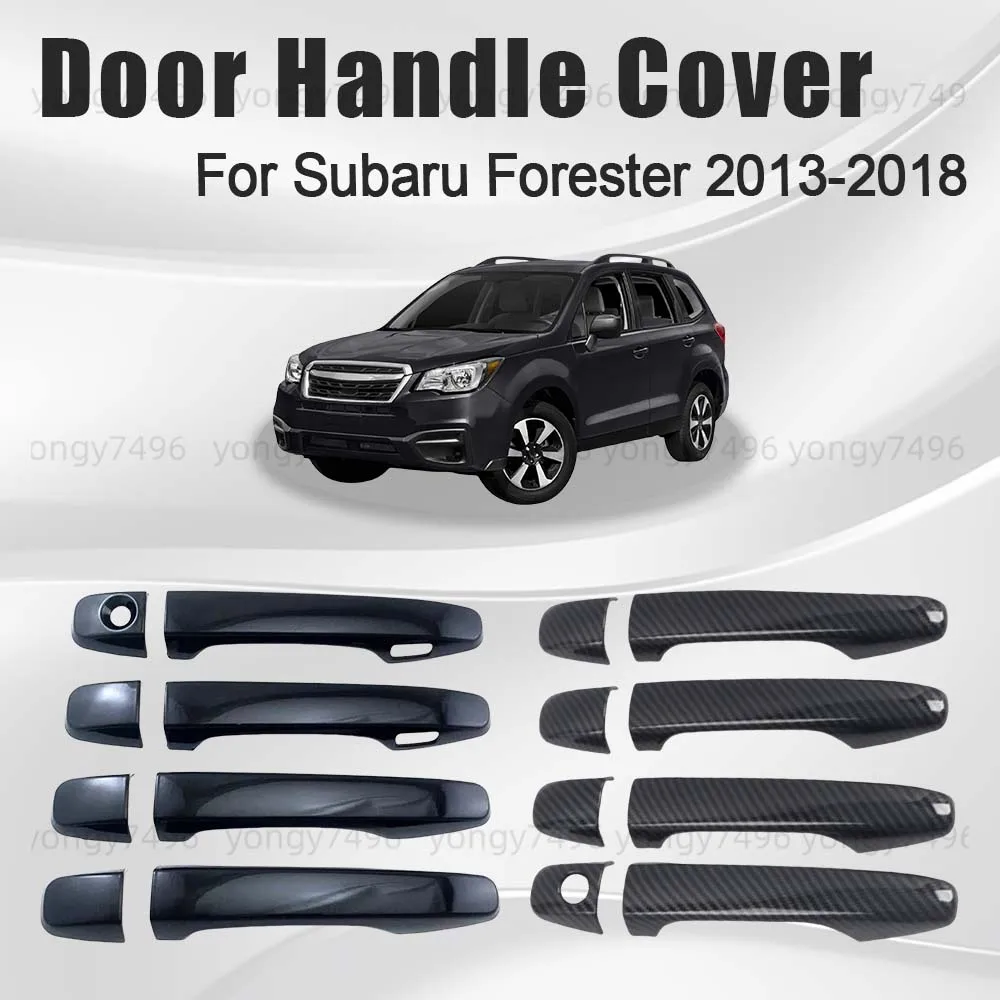 

Car Upgrade Carbon Fiber Glossy Black Chrome Silver Door Handle Cover For Subaru Forester 2013 2014 2015 2016 2017 2018 Stickers