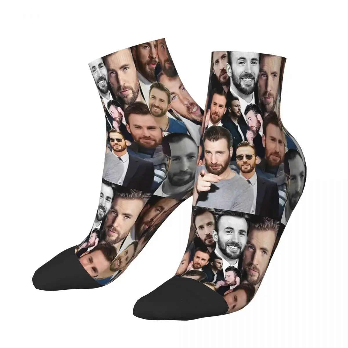 Chris Evans Collage Ankle Socks Male Mens Women Spring Stockings Printed