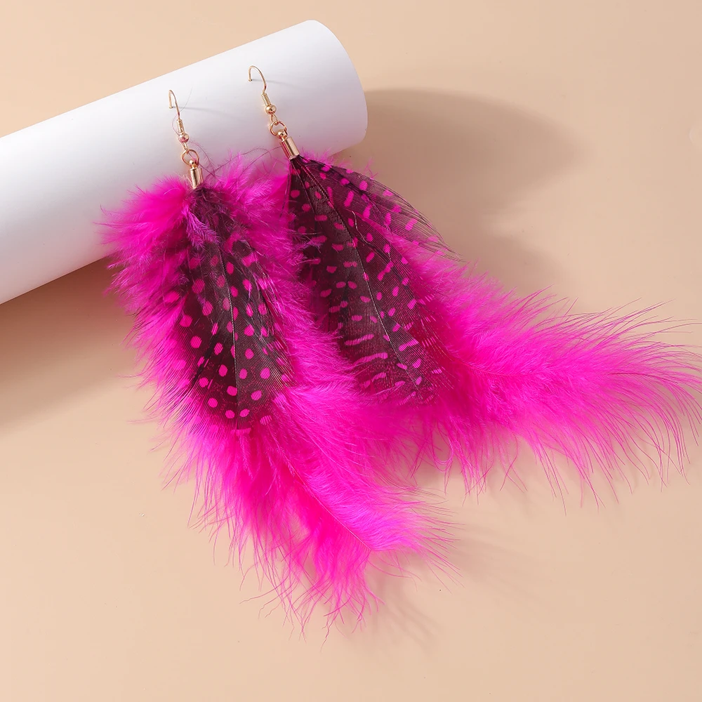 Hübsche Feder-Tropfen-Ohrringe für Frauen und Mädchen, Böhmen-Ohrringe, handgefertigt, Party, Urlaub, Schmuck, Geschenke