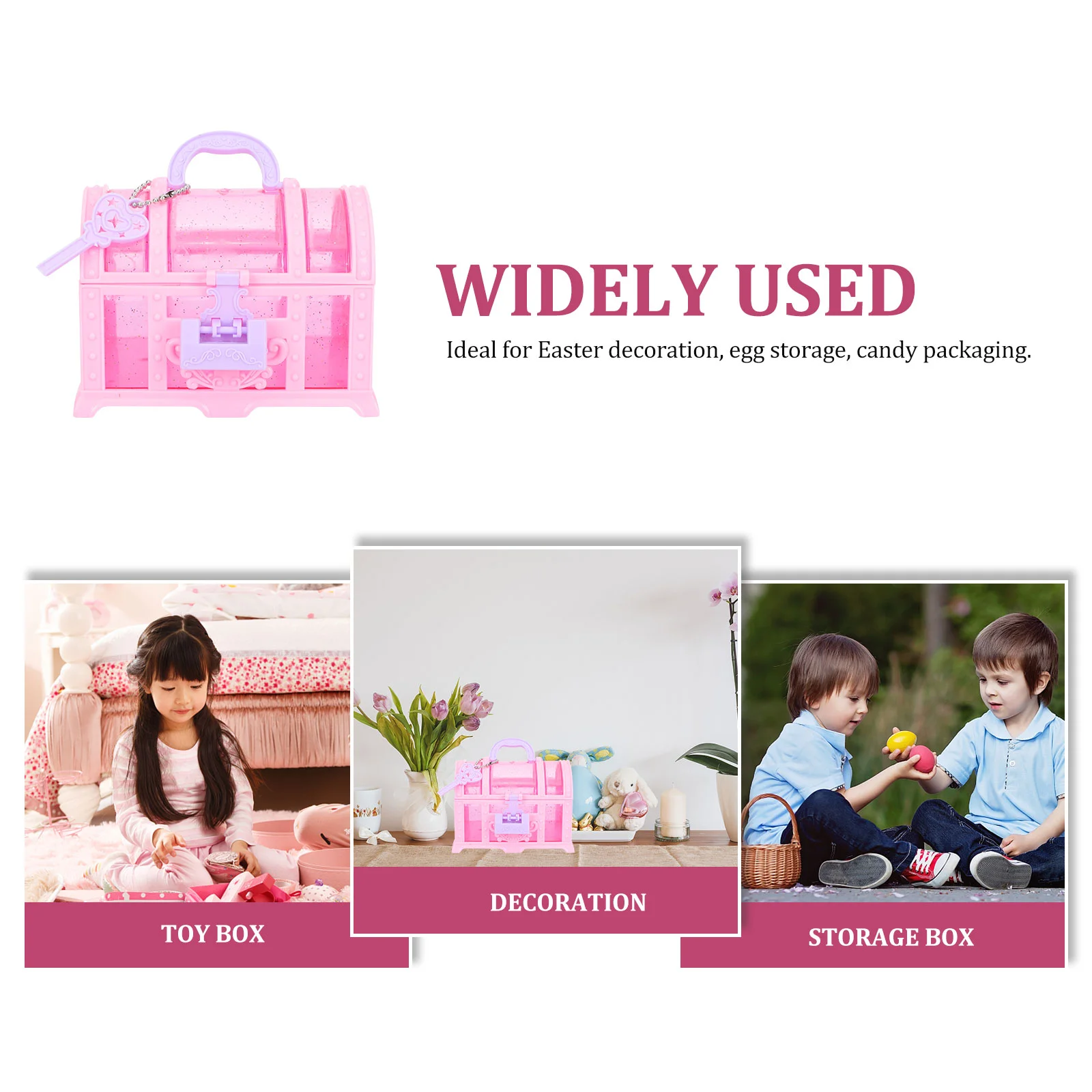 2 Pcs Treasure Chest Children's Gift Organizer Box Kids Jewelry Container Plastic