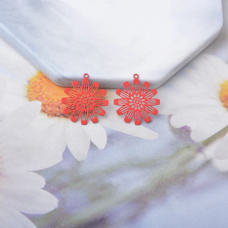 30 Stück AB1078 Messing-Schmuckanhänger in Hellgold, Blumen-Charms, DIY-Zubehör für Damen-Ohrringe und -Halsketten – Detail 14