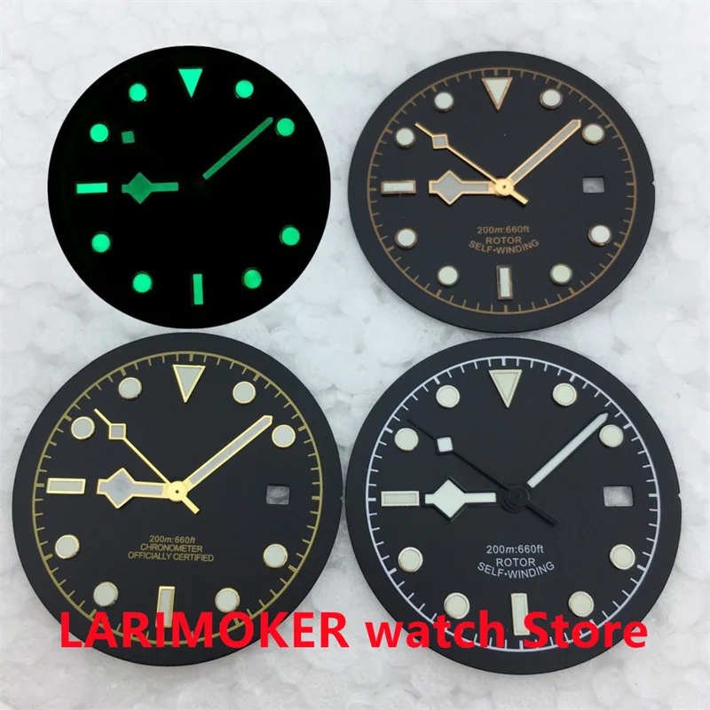 BLIGER 33.5mm black dial with hands Green luminous suitable for NH35 NH36 ETA2824 PT5000 DG Miyota82 series movement