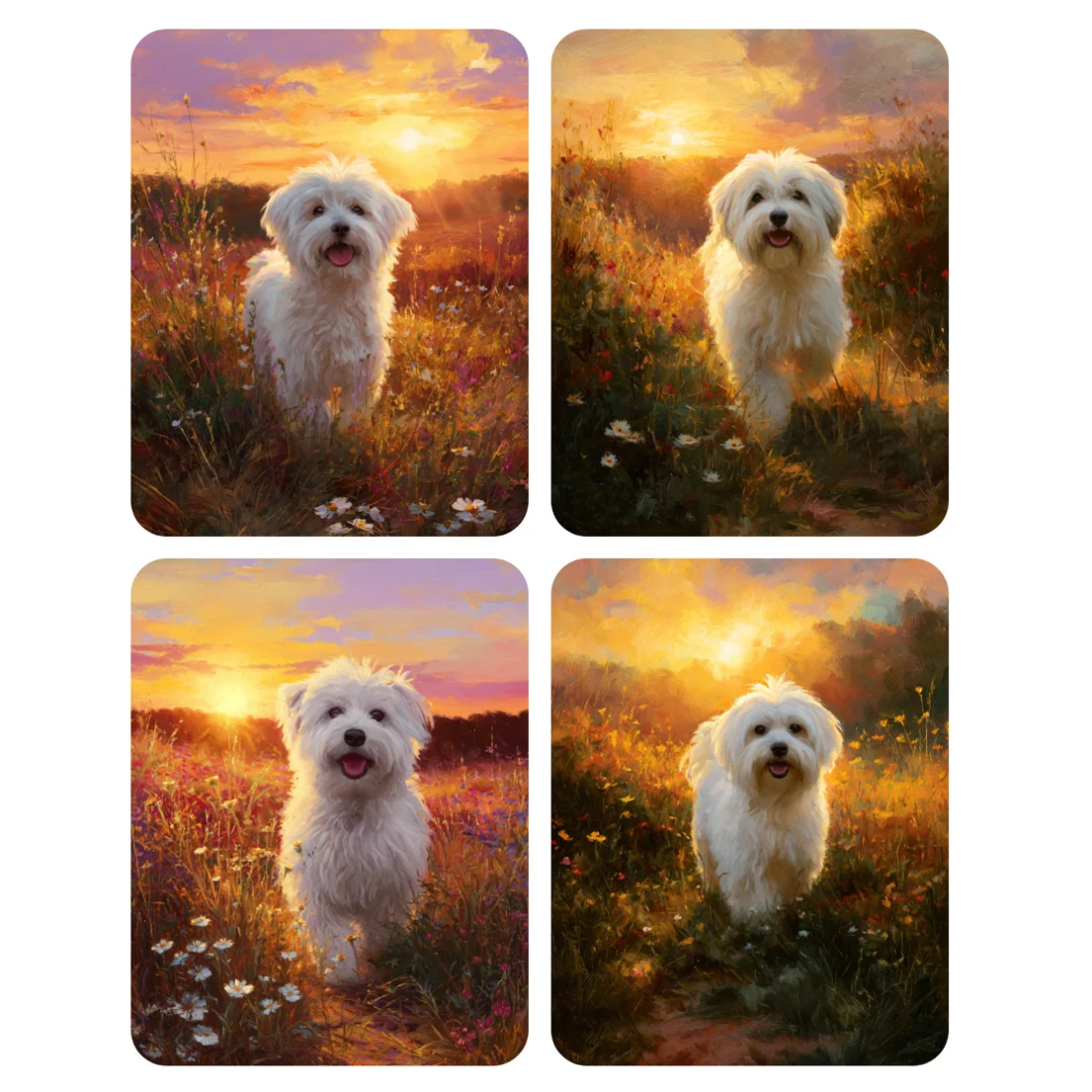 Hand Paint A white dog under the setting sun Painting By Numbers Kit DIY Acrylic  Artwork Canvas Art Gift Home