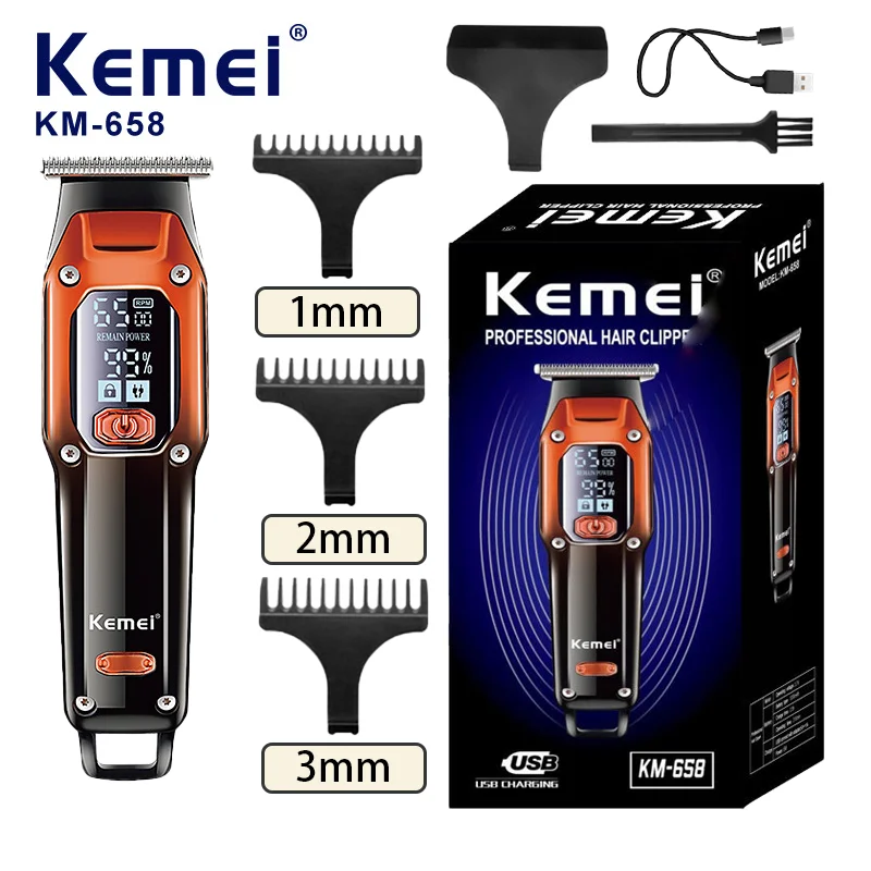 

Kemei Power Clip KM-658 Cross-border New LED Digital Display USB Fast Charging Hair Salon Hair Clipper Monster Clipper