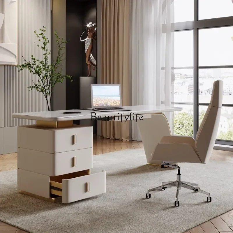 

NEW Light luxury rock slab modern simple desktop computer desk home study writing desk