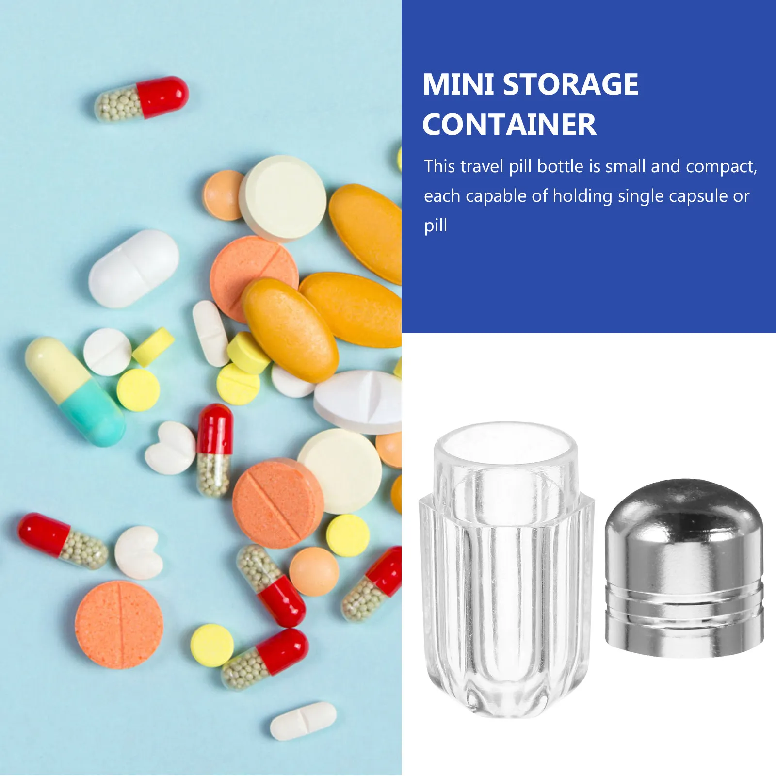 20Pcs Plastic Capsule Bottles Mini Clear Travel Pill Container Secure Lid Portable Vial Candy Case Bottles Empty with Caps