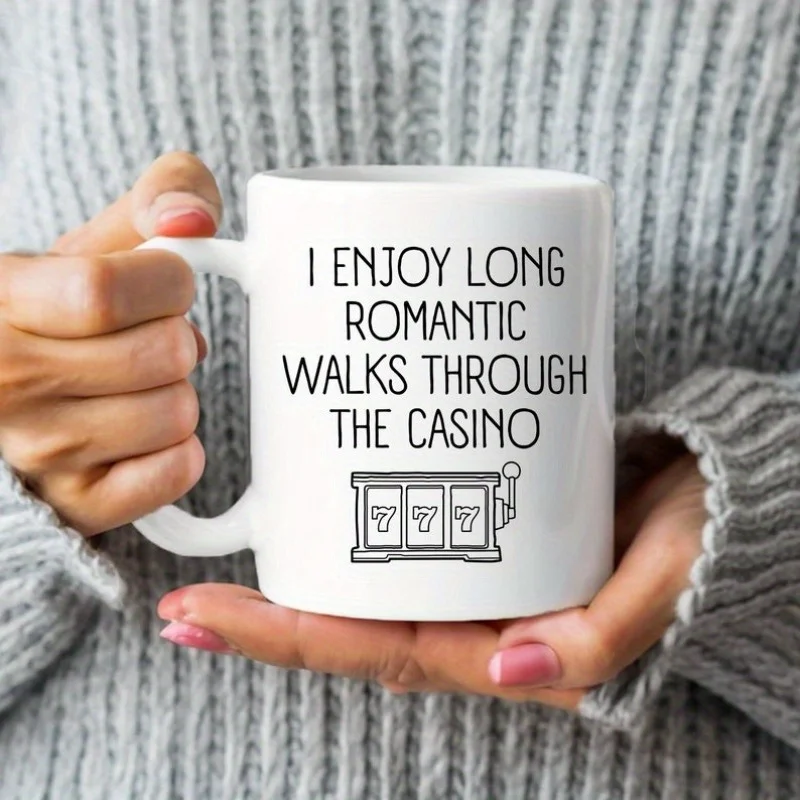 

1pc 11oz, I love strolling on gift mug, frequenter gift, suitable for couples who like casinos