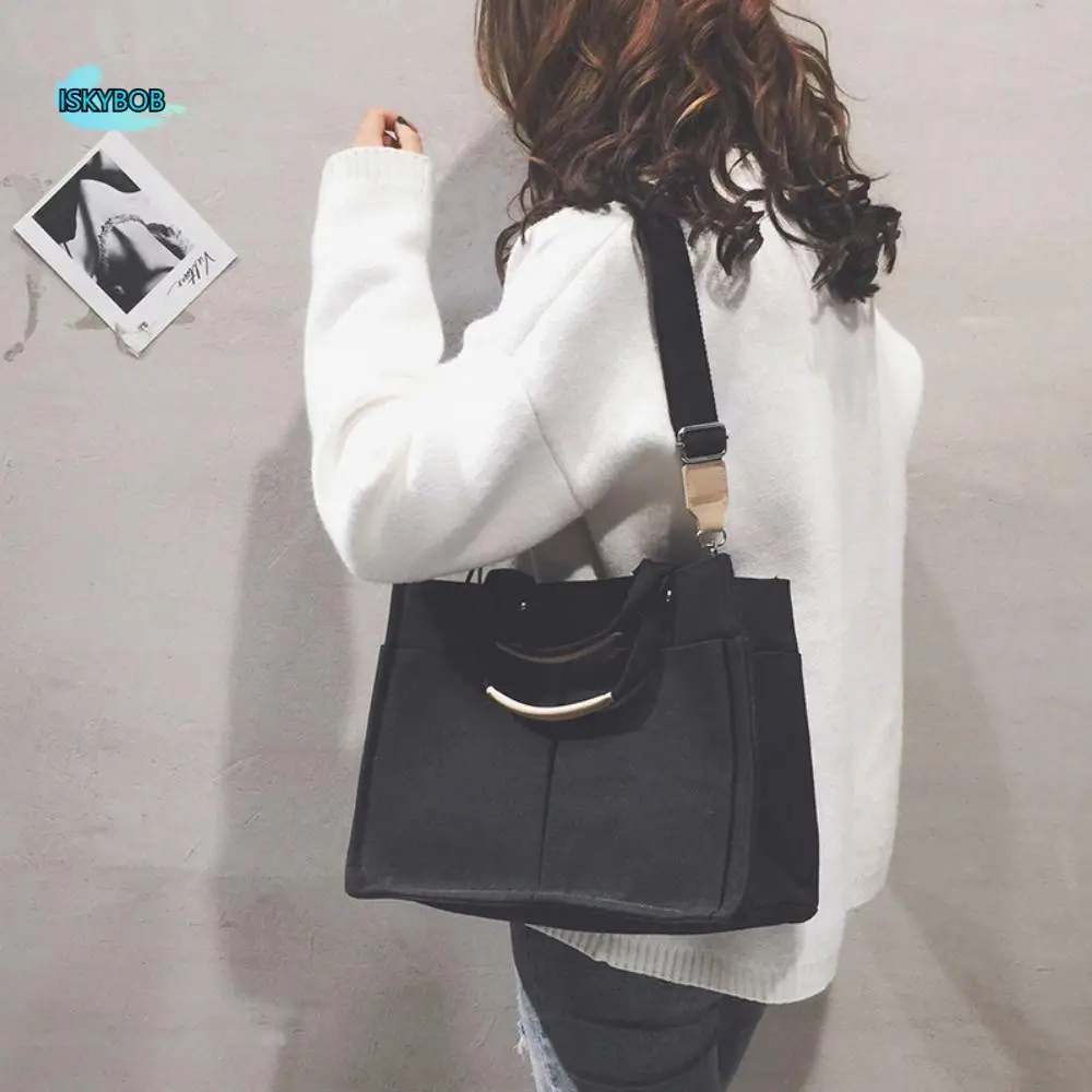 

Waterproof Nylon Stylish Handbags With Pockets Vintage Style Large Tote Bag Large Capacity With Handle Versatile Satchels