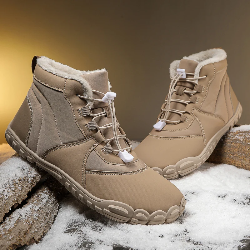 Men Snow BareFoot Casual Shoes New Winter Booties Outdoor Work Shoes Ladies Warm Fur Men Ankle Shoes Male Snow Boots Large Size