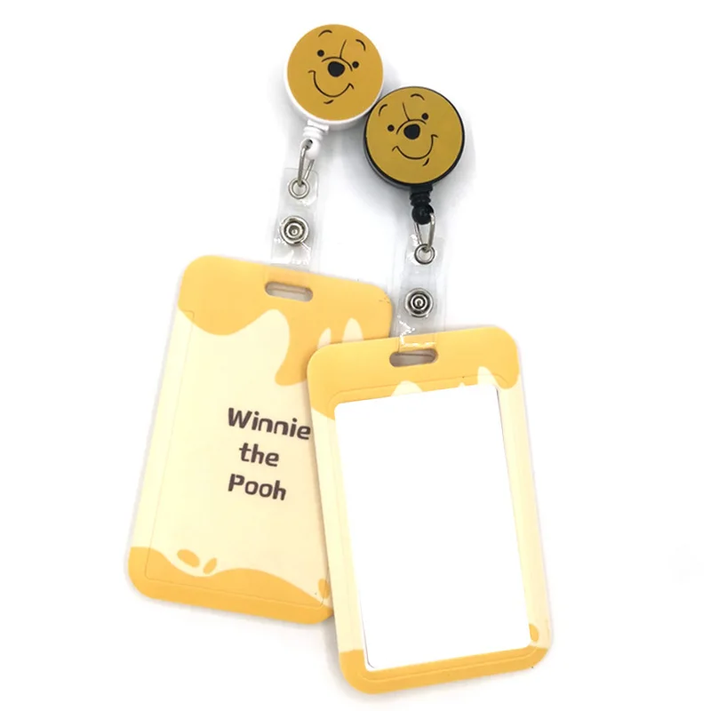 Winnie the Pooh Bear Cute Credit Card Cover Lanyard Bags Badge Reel Student Nurse Exhibition Name Badge Kids Key Ring