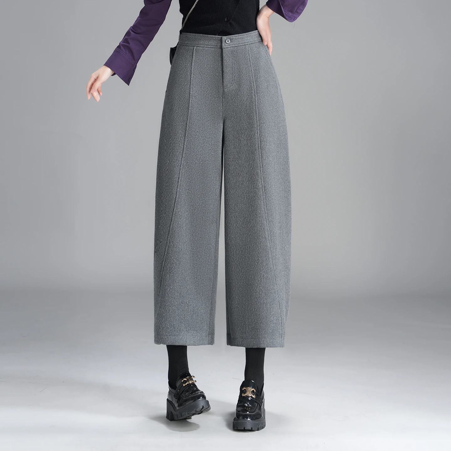 

Женские шерстяные брюки-чинос с высокой талией, прямые, повседневные, стройнящие фигуру