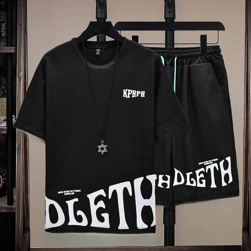 

Sportswear Set Men's Summer Short Sleeve T-Shirt Basketball Shirt Casual Shorts Two-piece Set Korean Edition Trend 2025