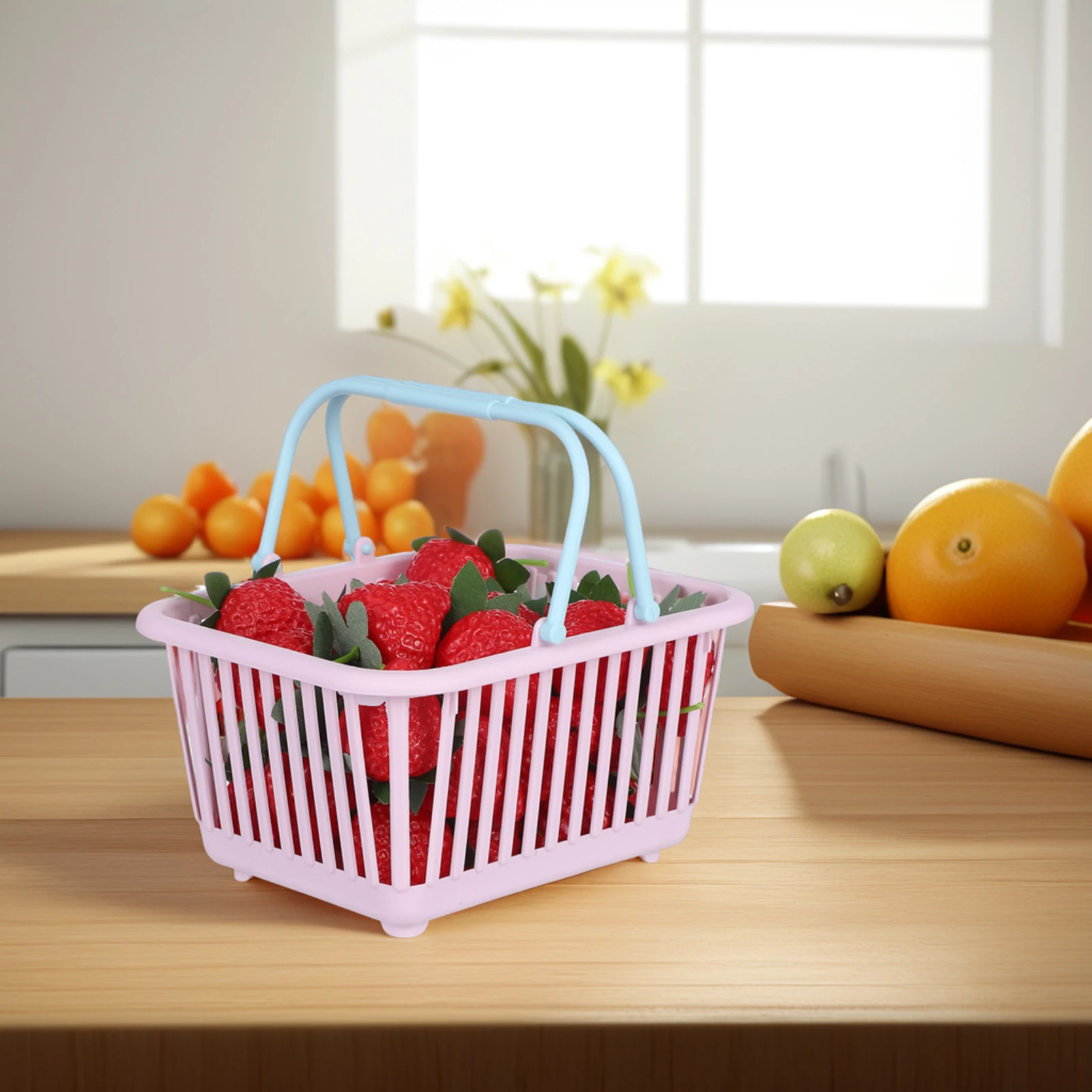

3pcs Mini Shopping Baskets Grocery Retail Square Party Favor Fruit Pick Cherry Basket Plastic Sundries Bathing StorageReusable