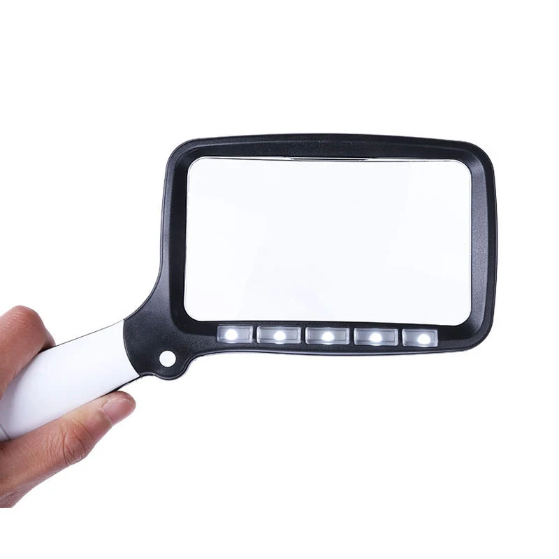 

Hand-held Folding Type With 5 Led Lights For The Elderly To Read The Newspaper Hd Acrylic 2x Magnifying Glass