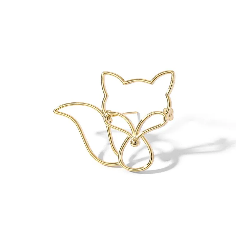 2024 Fashion New Style Elegant And Creative Hollow Out Little Fox Anti Shining Brooch Cute Clothing Accessories Pin Wholesale