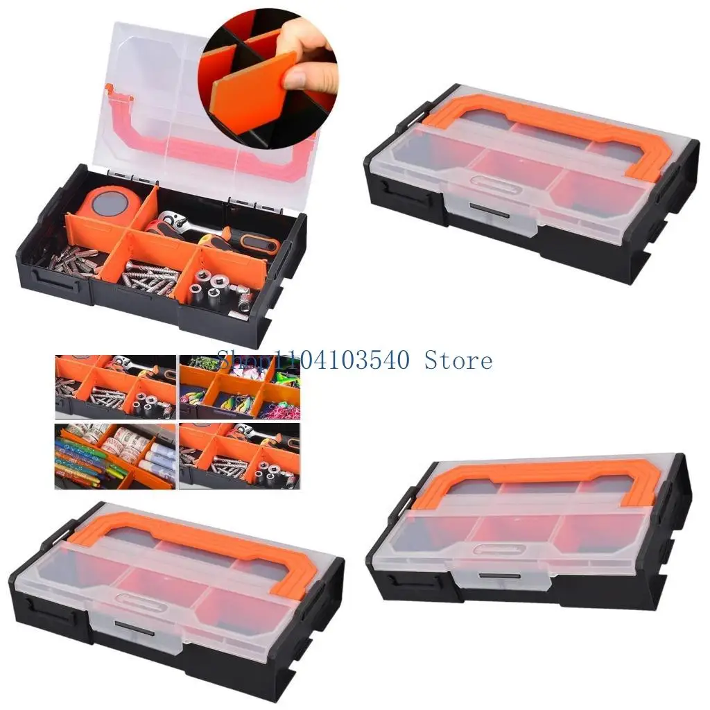 02dc-耐衝撃性マルチグリッドツールストレージオーガナイザー、シースルーカバーと安全な滑り止めベース付き、ワークショップでの使用に最適