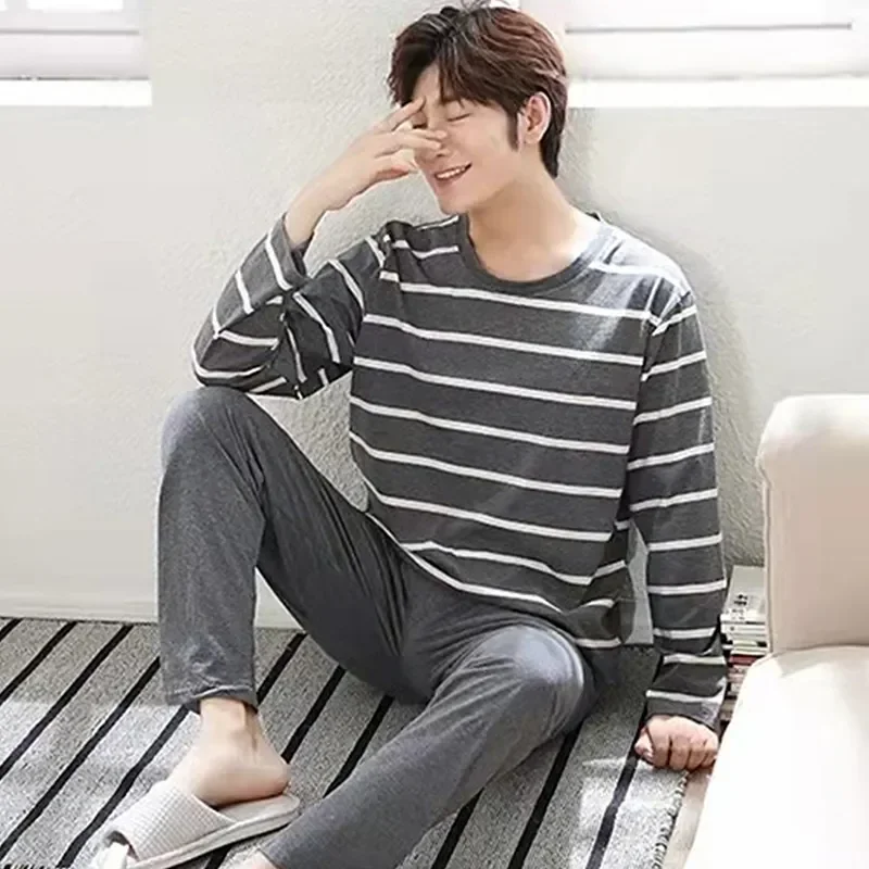 

Pajamas Sets Soft Cartoon Striped Pyjamas Casual Pajama Autumn Sleepwear Comfort Mens Breath Sleep&lounge Spring Letter Homewear