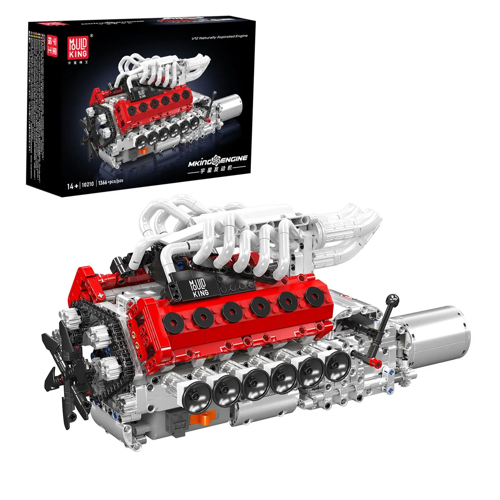 

MOULD KING 10210 V12 Naturally Aspirated Engine Building Blocks Kit Motorized Simulation Model Technical Brick STEM Toy for Boys
