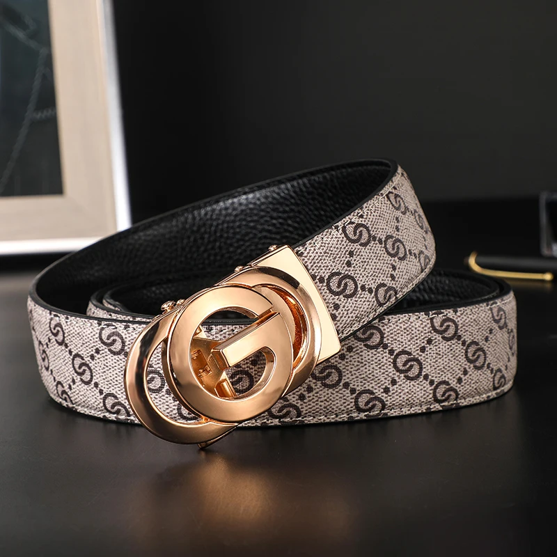 High Quality 3.4cm Canvas Leather Business Men Belt Luxury Brand Designer famous Beltsfor men Jeans Strap Male Buckle belt